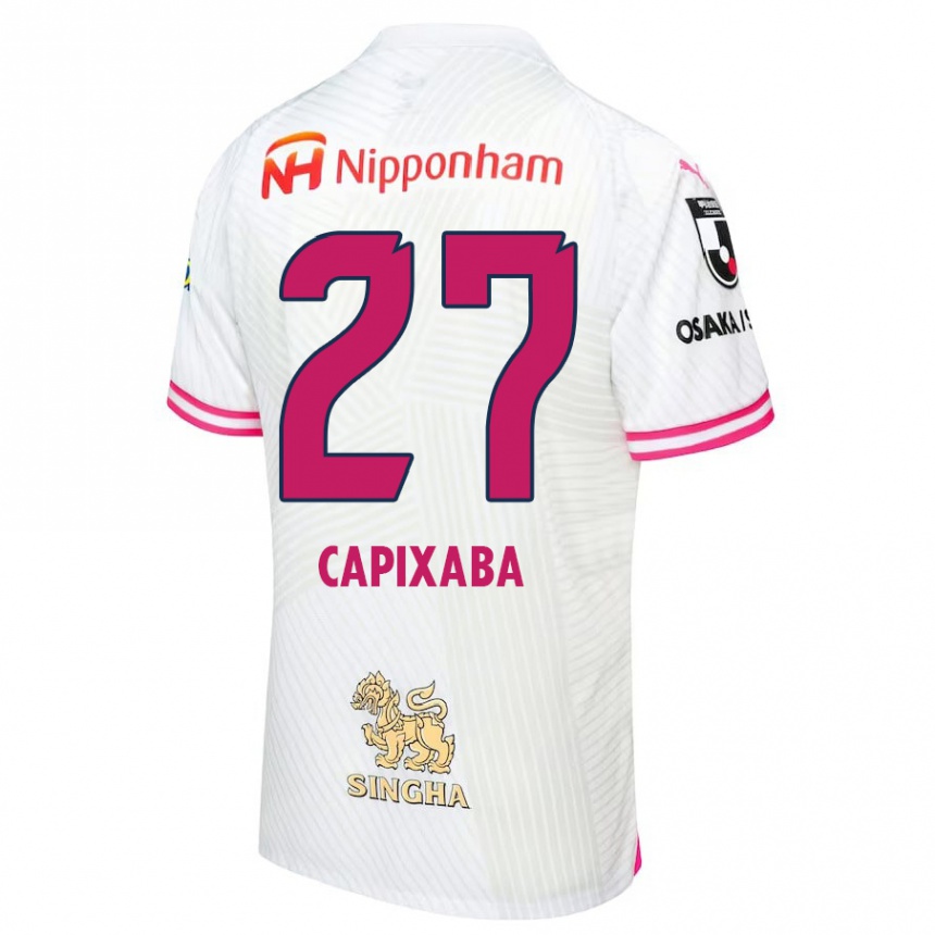 Kids Football Capixaba #27 White Pink Away Jersey 2024/25 T-Shirt