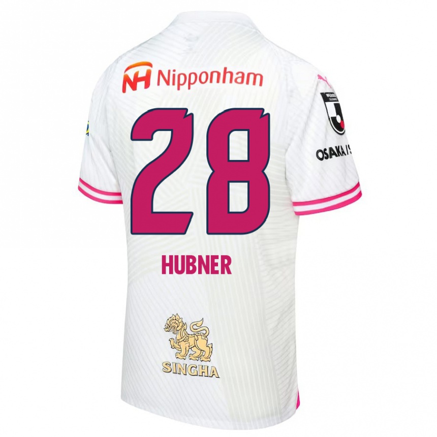 Kids Football Justin Hubner #28 White Pink Away Jersey 2024/25 T-Shirt