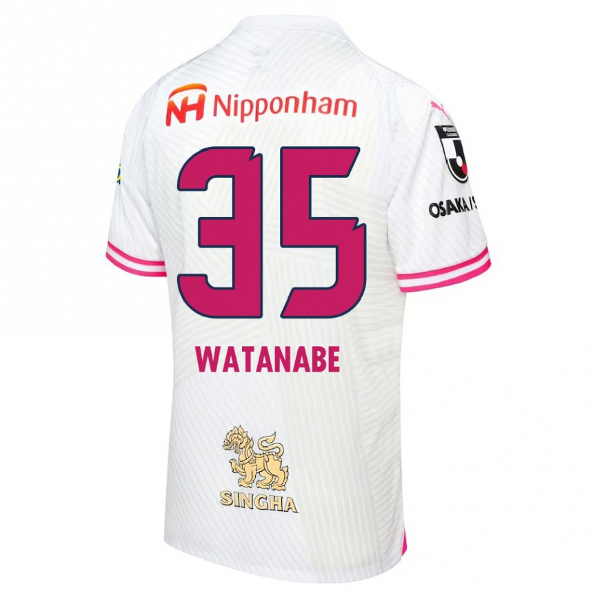 Kids Football Ryo Watanabe #35 White Pink Away Jersey 2024/25 T-Shirt