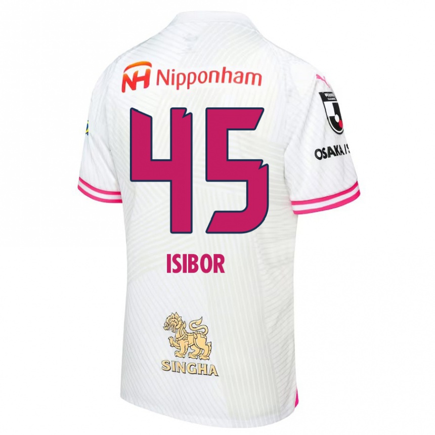 Kids Football Ken Isibor #45 White Pink Away Jersey 2024/25 T-Shirt