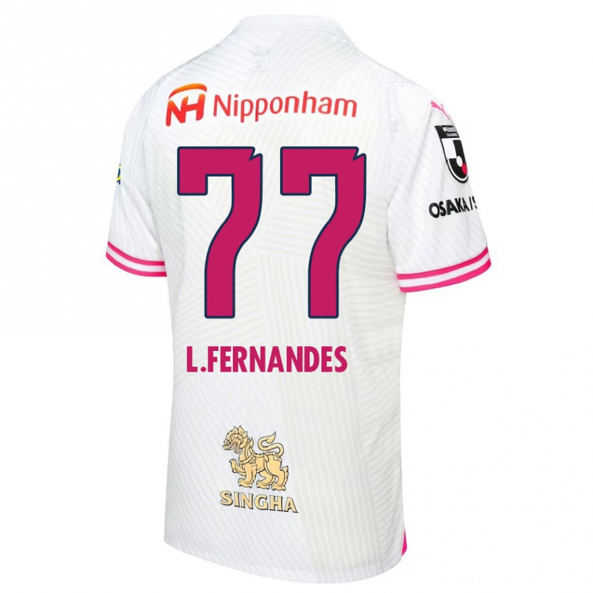 Kids Football Lucas Fernandes #77 White Pink Away Jersey 2024/25 T-Shirt