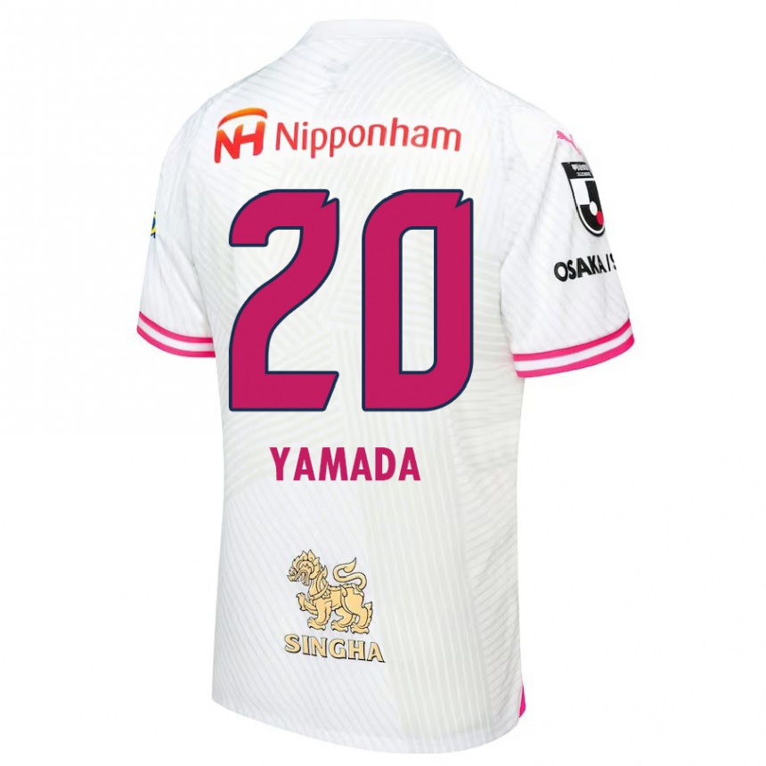 Kids Football Kotaro Yamada #20 White Pink Away Jersey 2024/25 T-Shirt