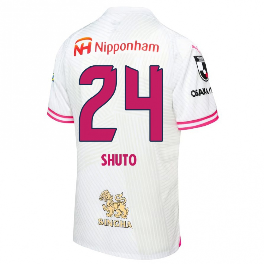 Kids Football Nozomi Shuto #24 White Pink Away Jersey 2024/25 T-Shirt