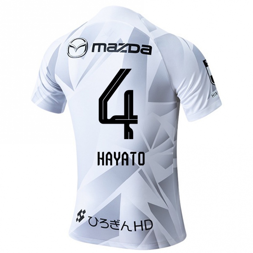 Kids Football Hayato Araki #4 White Grey Black Away Jersey 2024/25 T-Shirt