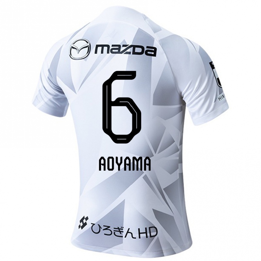 Kids Football Toshihiro Aoyama #6 White Grey Black Away Jersey 2024/25 T-Shirt