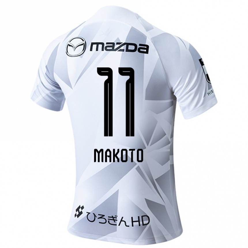 Kids Football Makoto Mitsuta #11 White Grey Black Away Jersey 2024/25 T-Shirt