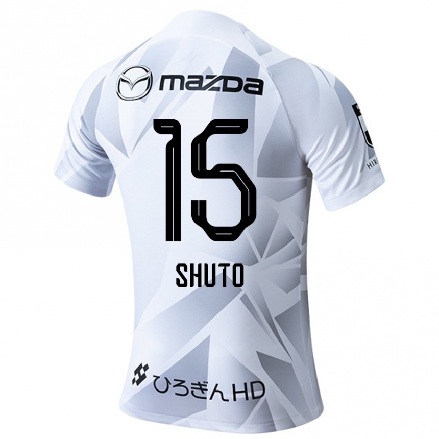 Kids Football Shuto Nakano #15 White Grey Black Away Jersey 2024/25 T-Shirt