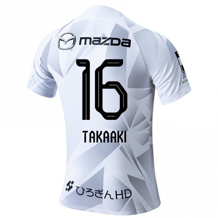 Kids Football Takaaki Shichi #16 White Grey Black Away Jersey 2024/25 T-Shirt