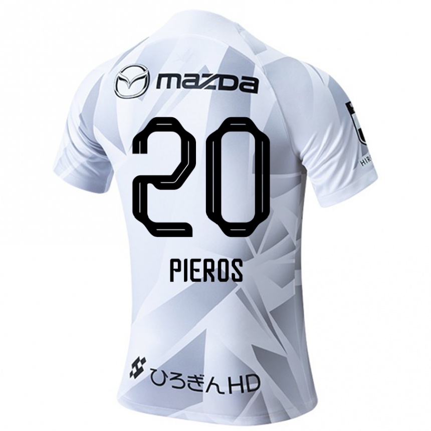 Kids Football Pieros Sotiriou #20 White Grey Black Away Jersey 2024/25 T-Shirt