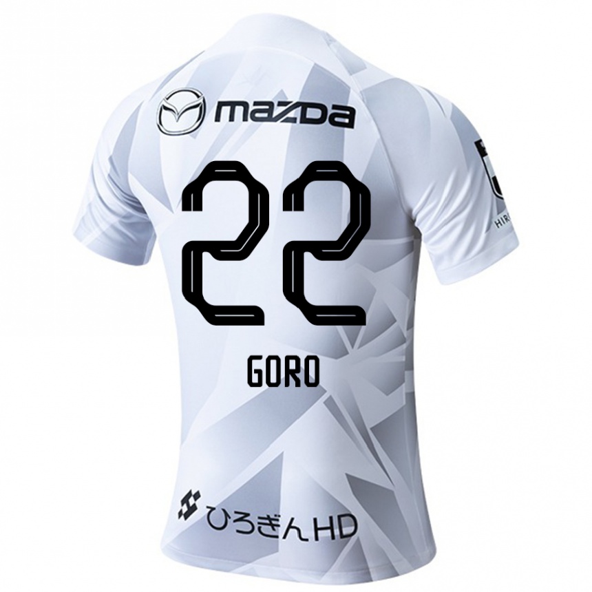 Kids Football Goro Kawanami #22 White Grey Black Away Jersey 2024/25 T-Shirt