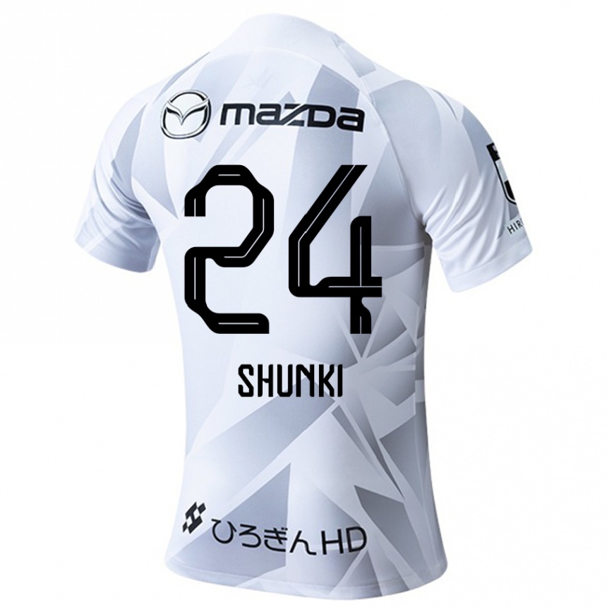 Kids Football Shunki Higashi #24 White Grey Black Away Jersey 2024/25 T-Shirt