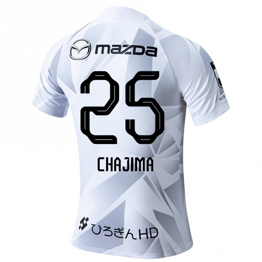 Kids Football Yusuke Chajima #25 White Grey Black Away Jersey 2024/25 T-Shirt