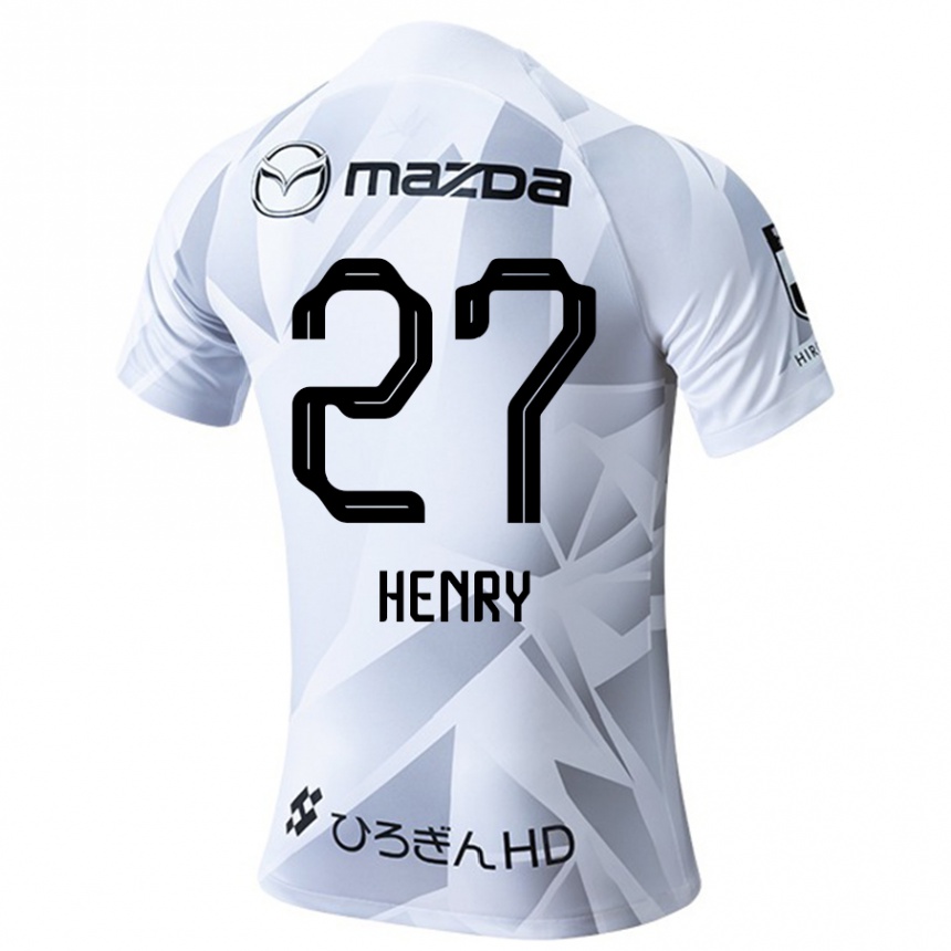 Kids Football Osamu Henry Iyoha #27 White Grey Black Away Jersey 2024/25 T-Shirt