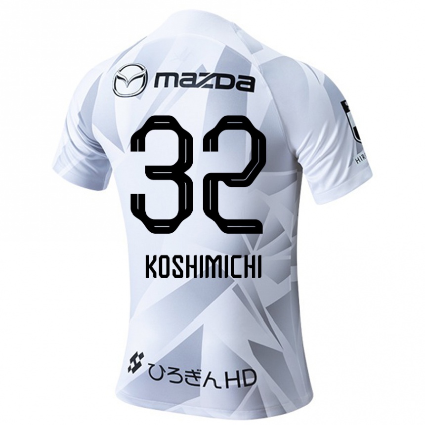 Kids Football Sota Koshimichi #32 White Grey Black Away Jersey 2024/25 T-Shirt