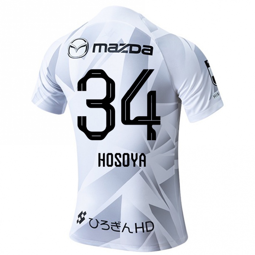 Kids Football Kohei Hosoya #34 White Grey Black Away Jersey 2024/25 T-Shirt