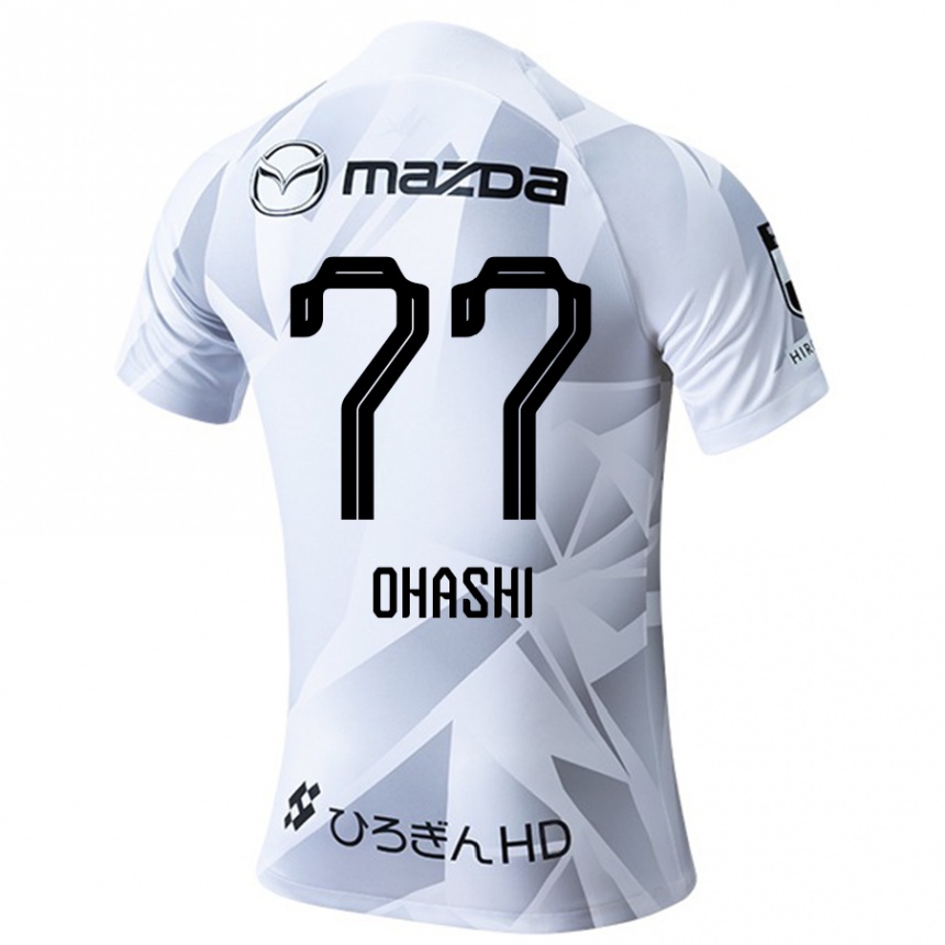 Kids Football Yuki Ohashi #77 White Grey Black Away Jersey 2024/25 T-Shirt