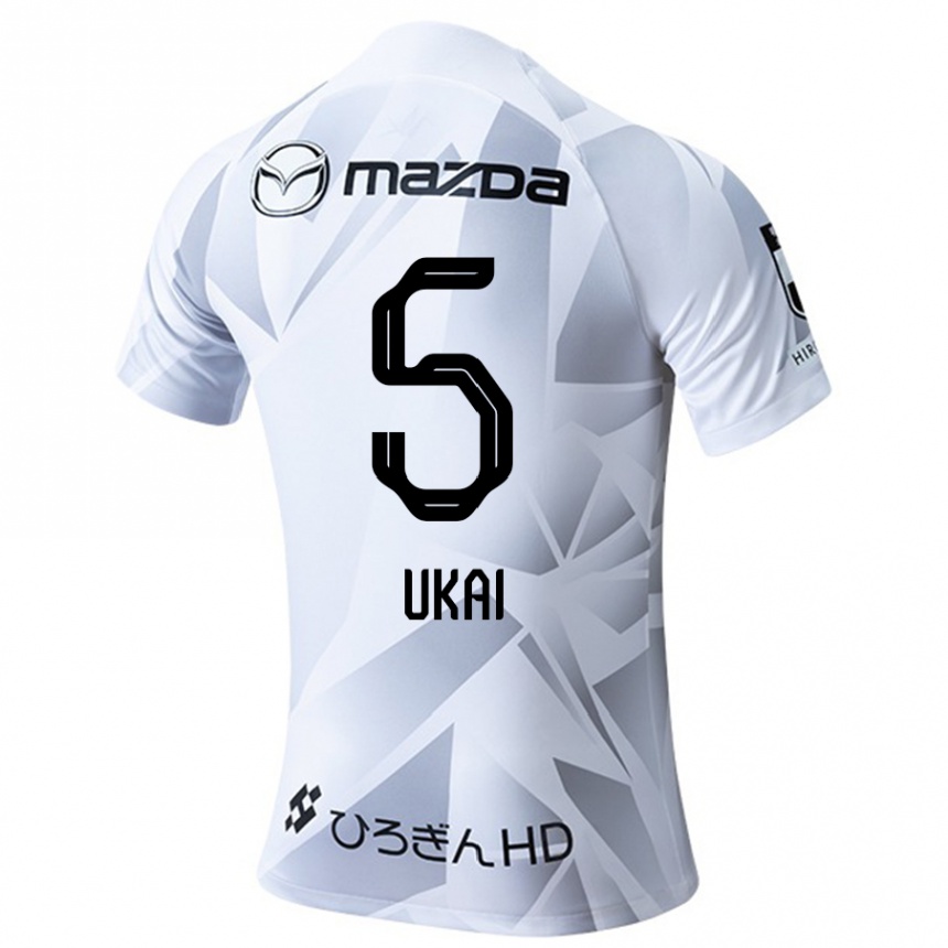 Kids Football Hiroto Ukai #5 White Grey Black Away Jersey 2024/25 T-Shirt