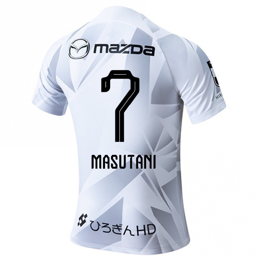 Kids Football Ayuki Masutani #7 White Grey Black Away Jersey 2024/25 T-Shirt