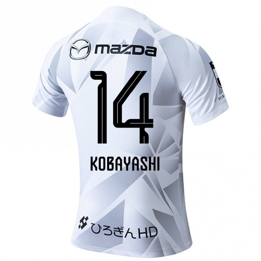 Kids Football Shimon Kobayashi #14 White Grey Black Away Jersey 2024/25 T-Shirt