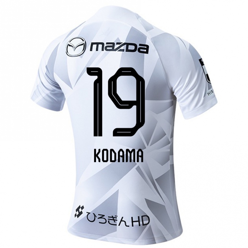 Kids Football Tsukasa Kodama #19 White Grey Black Away Jersey 2024/25 T-Shirt