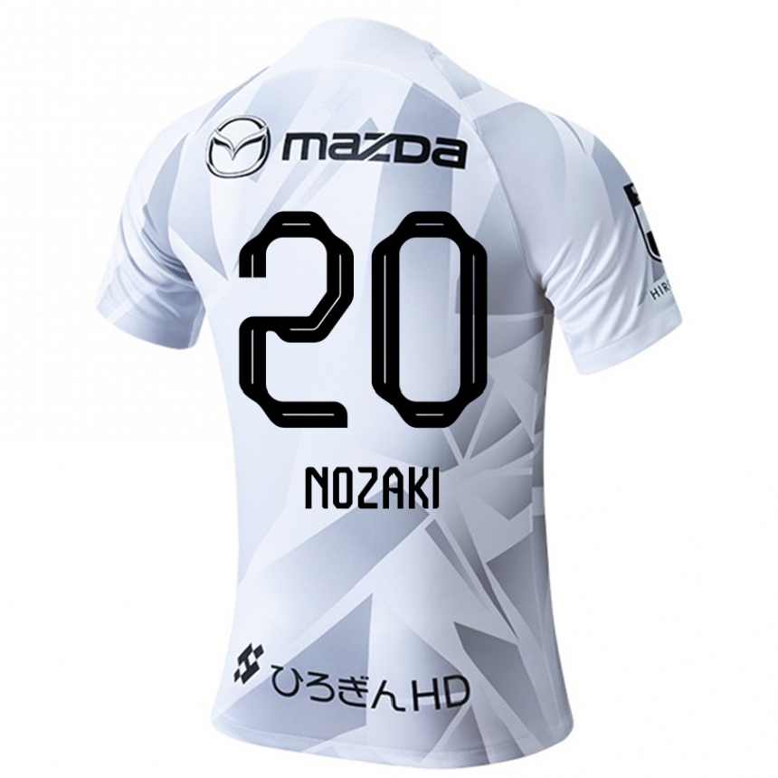 Kids Football Kota Nozaki #20 White Grey Black Away Jersey 2024/25 T-Shirt