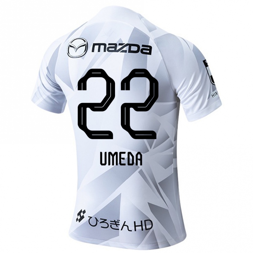 Kids Football Taiga Umeda #22 White Grey Black Away Jersey 2024/25 T-Shirt