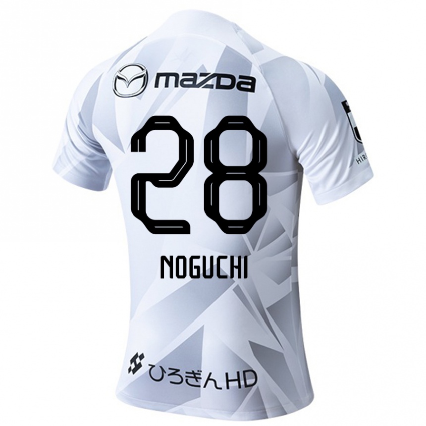 Kids Football Rento Noguchi #28 White Grey Black Away Jersey 2024/25 T-Shirt