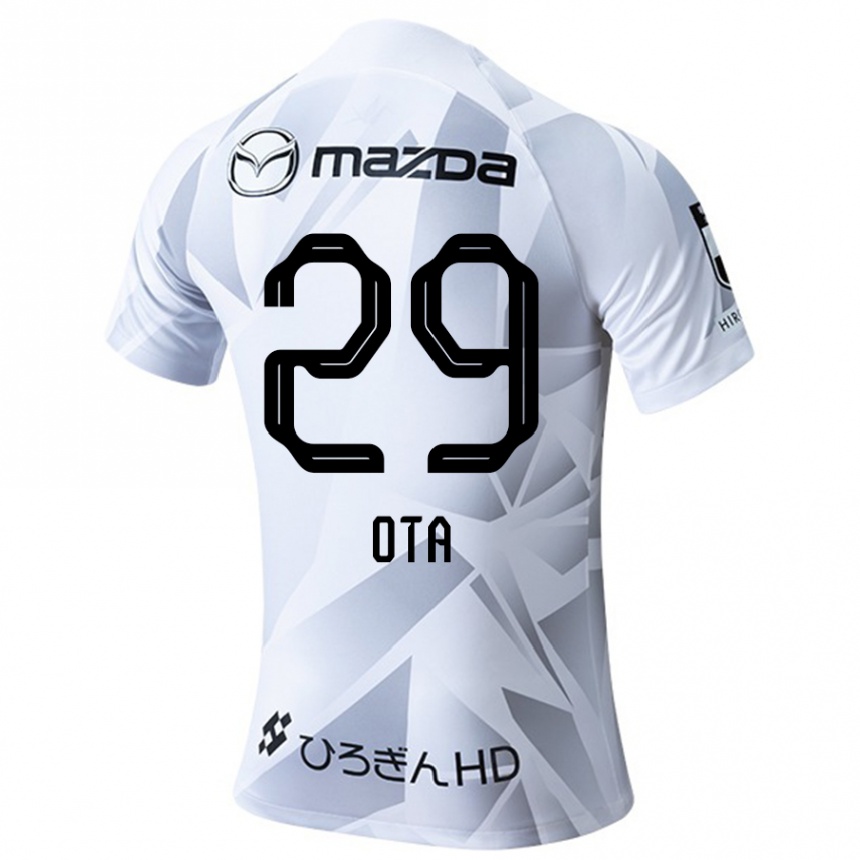 Kids Football Hiroto Ota #29 White Grey Black Away Jersey 2024/25 T-Shirt