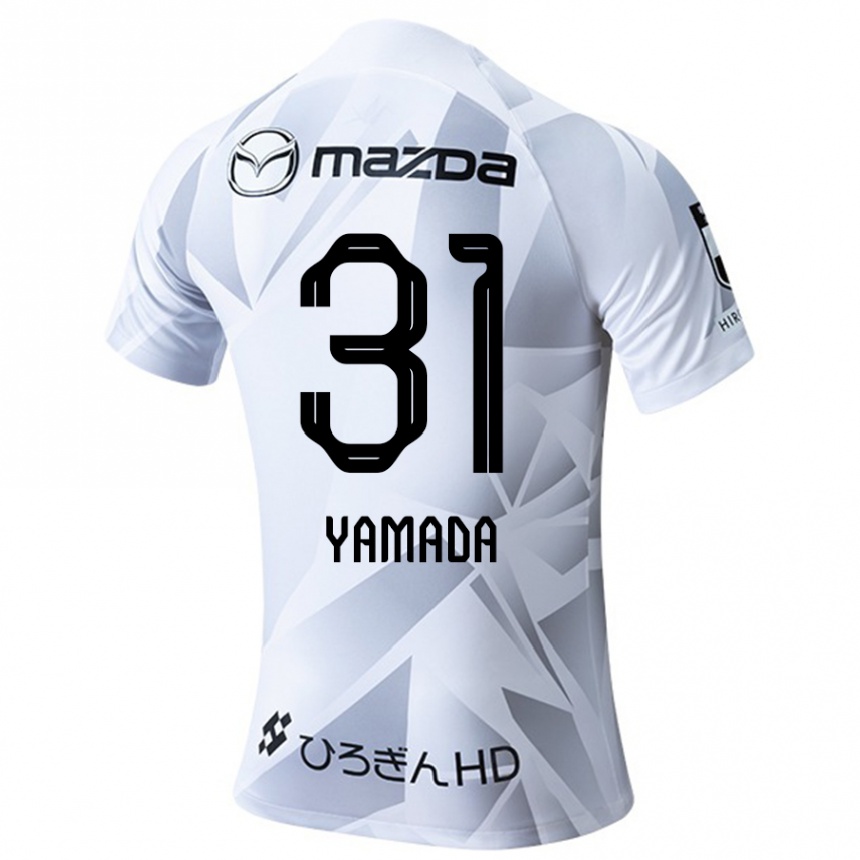 Kids Football Manato Yamada #31 White Grey Black Away Jersey 2024/25 T-Shirt