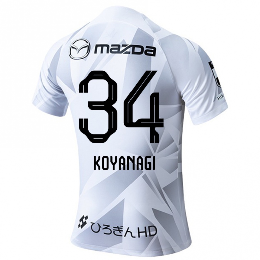 Kids Football Shu Koyanagi #34 White Grey Black Away Jersey 2024/25 T-Shirt