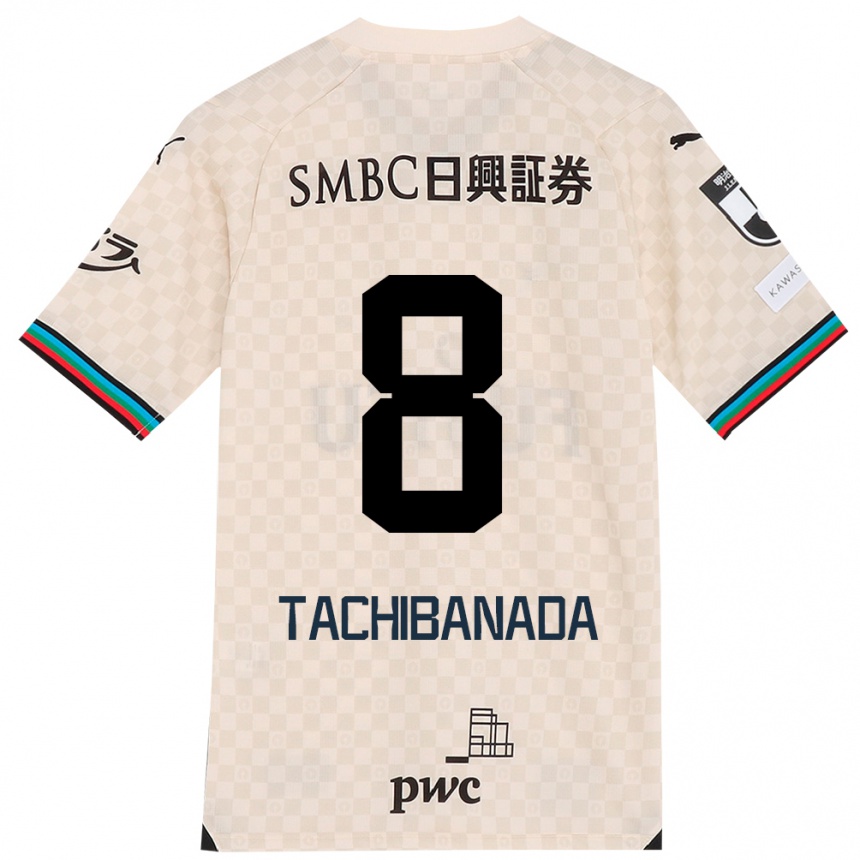 Kids Football Kento Tachibanada #8 White Gray Away Jersey 2024/25 T-Shirt