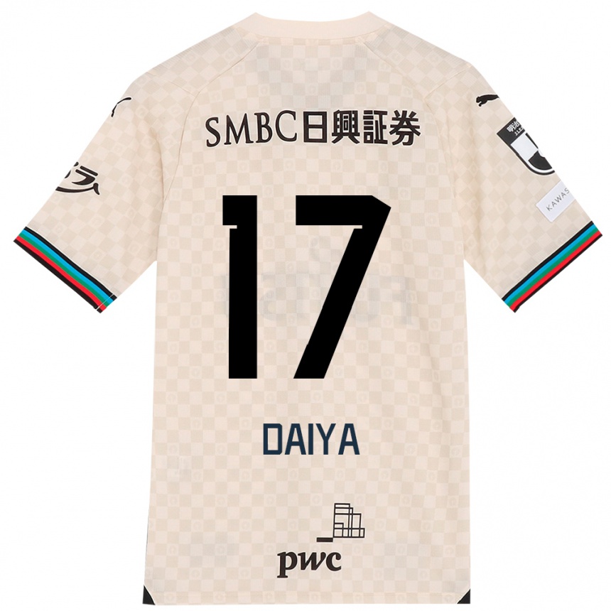 Kids Football Daiya Tono #17 White Gray Away Jersey 2024/25 T-Shirt