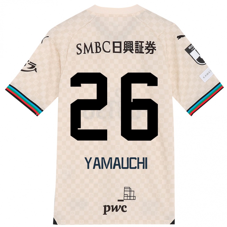 Kids Football Hinata Yamauchi #26 White Gray Away Jersey 2024/25 T-Shirt