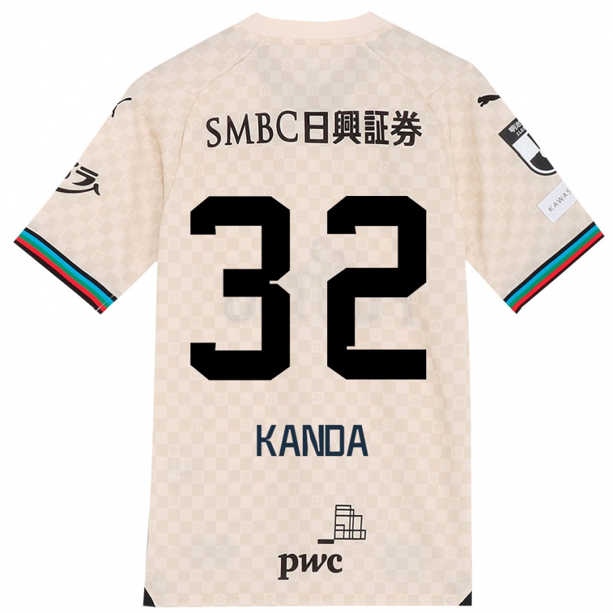 Kids Football Soma Kanda #32 White Gray Away Jersey 2024/25 T-Shirt