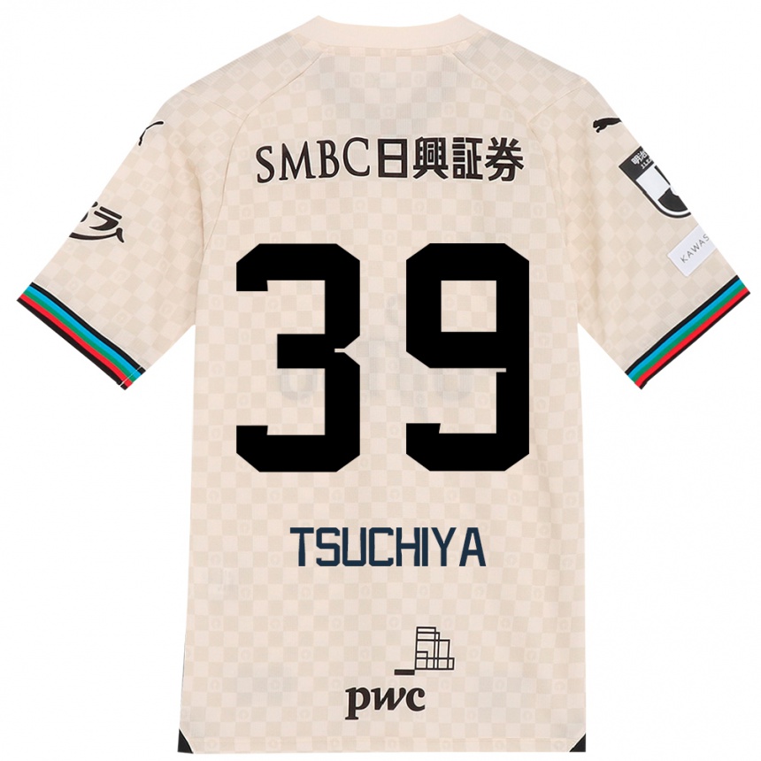 Kids Football Kaito Tsuchiya #39 White Gray Away Jersey 2024/25 T-Shirt