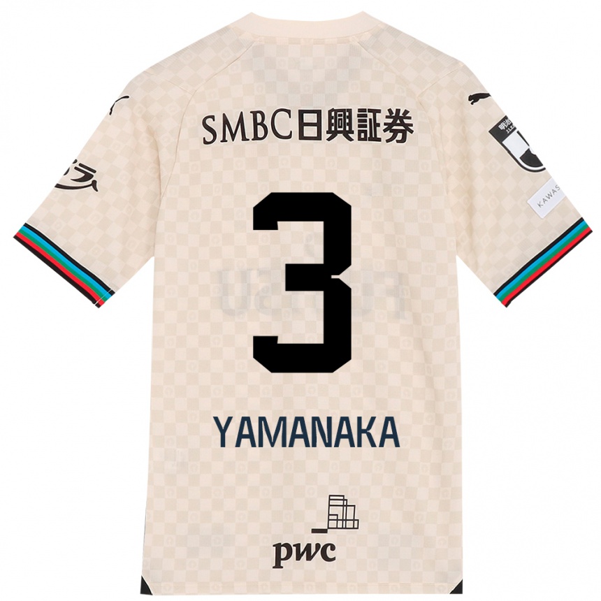 Kids Football Daiki Yamanaka #3 White Gray Away Jersey 2024/25 T-Shirt