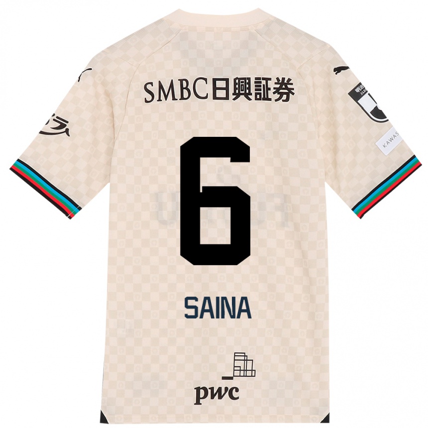 Kids Football Yuta Saina #6 White Gray Away Jersey 2024/25 T-Shirt