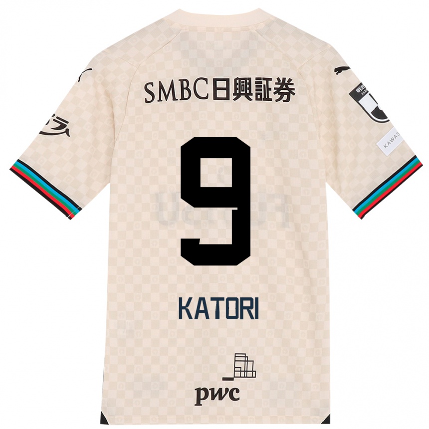 Kids Football Takeshi Katori #9 White Gray Away Jersey 2024/25 T-Shirt