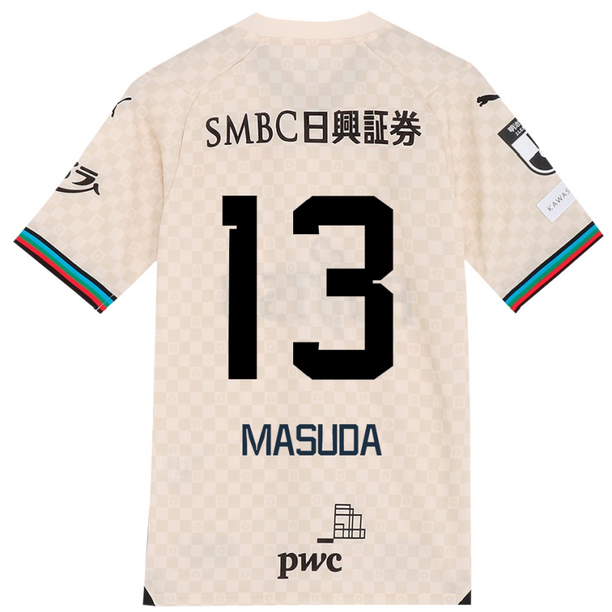 Kids Football Hinata Masuda #13 White Gray Away Jersey 2024/25 T-Shirt