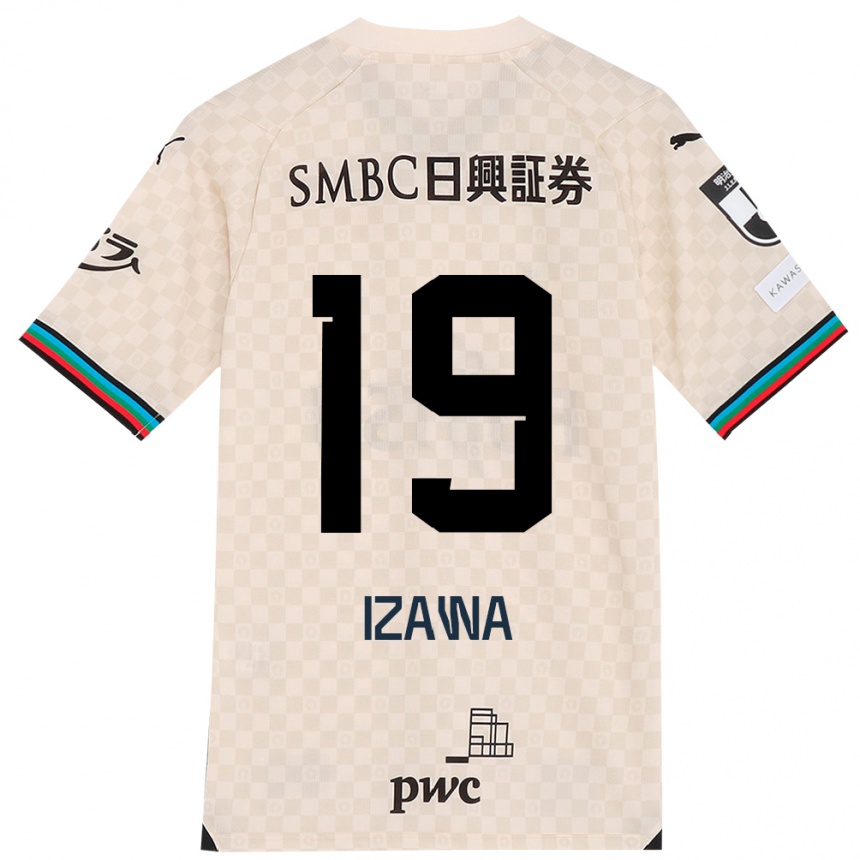 Kids Football Haruki Izawa #19 White Gray Away Jersey 2024/25 T-Shirt