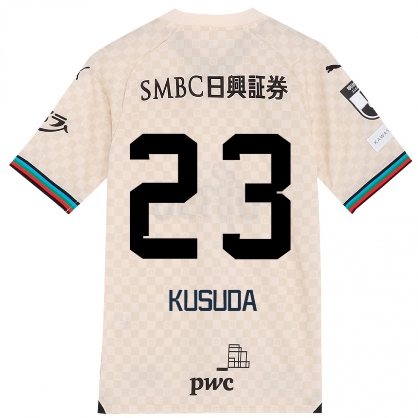 Kids Football Haruki Kusuda #23 White Gray Away Jersey 2024/25 T-Shirt