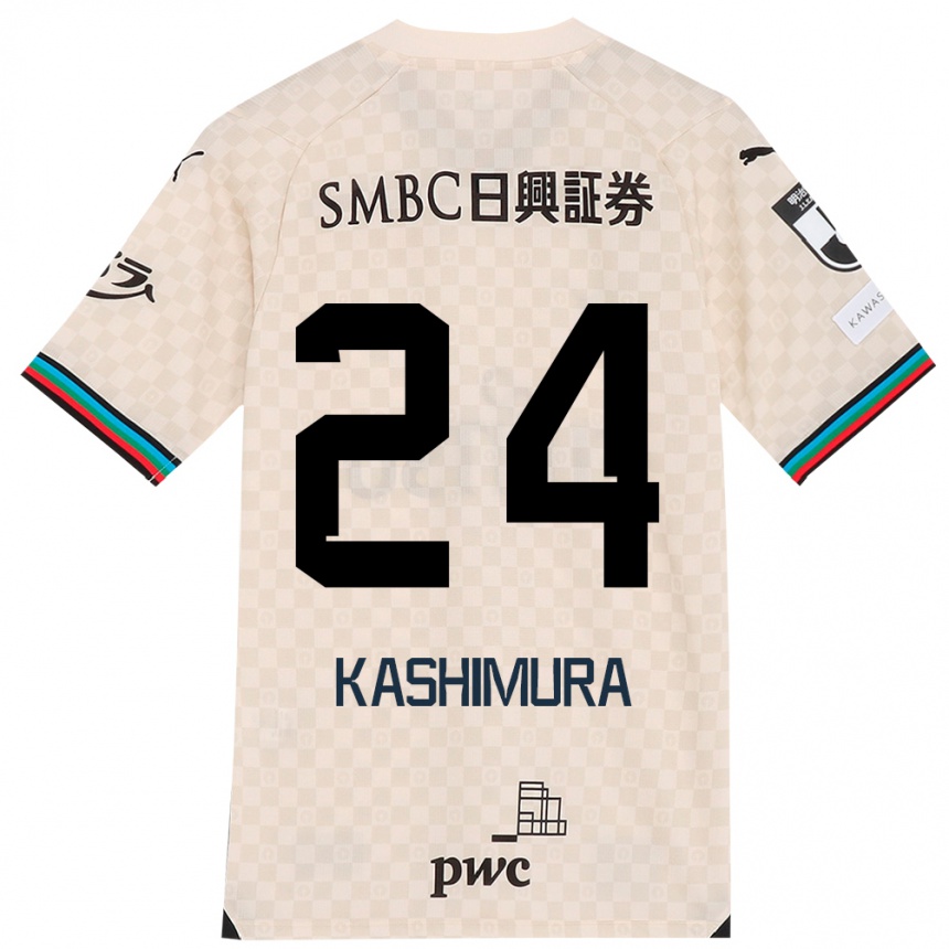 Kids Football Ryota Kashimura #24 White Gray Away Jersey 2024/25 T-Shirt