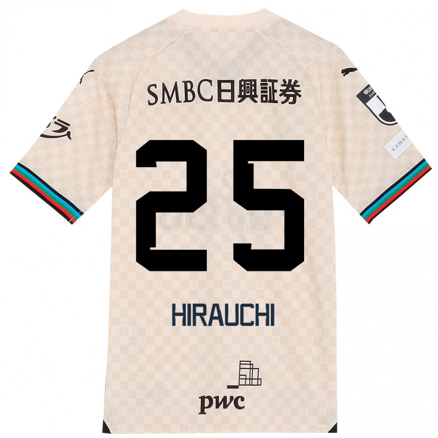 Kids Football Issei Hirauchi #25 White Gray Away Jersey 2024/25 T-Shirt