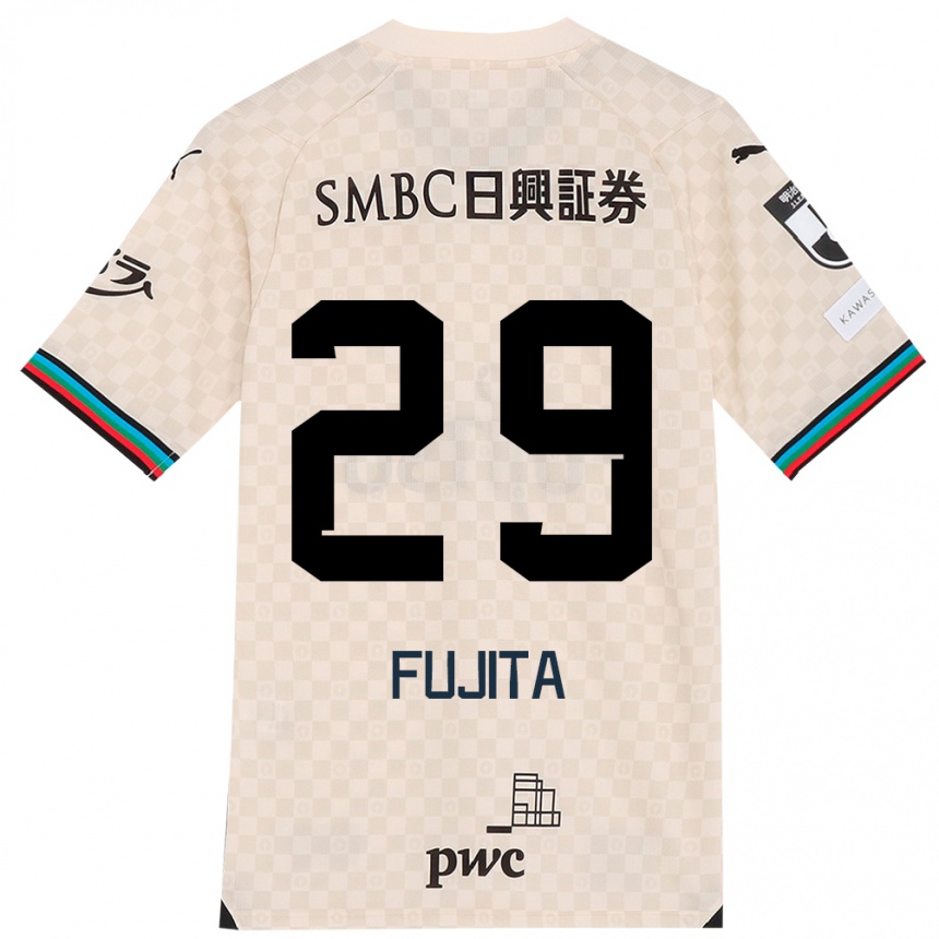 Kids Football Asuto Fujita #29 White Gray Away Jersey 2024/25 T-Shirt