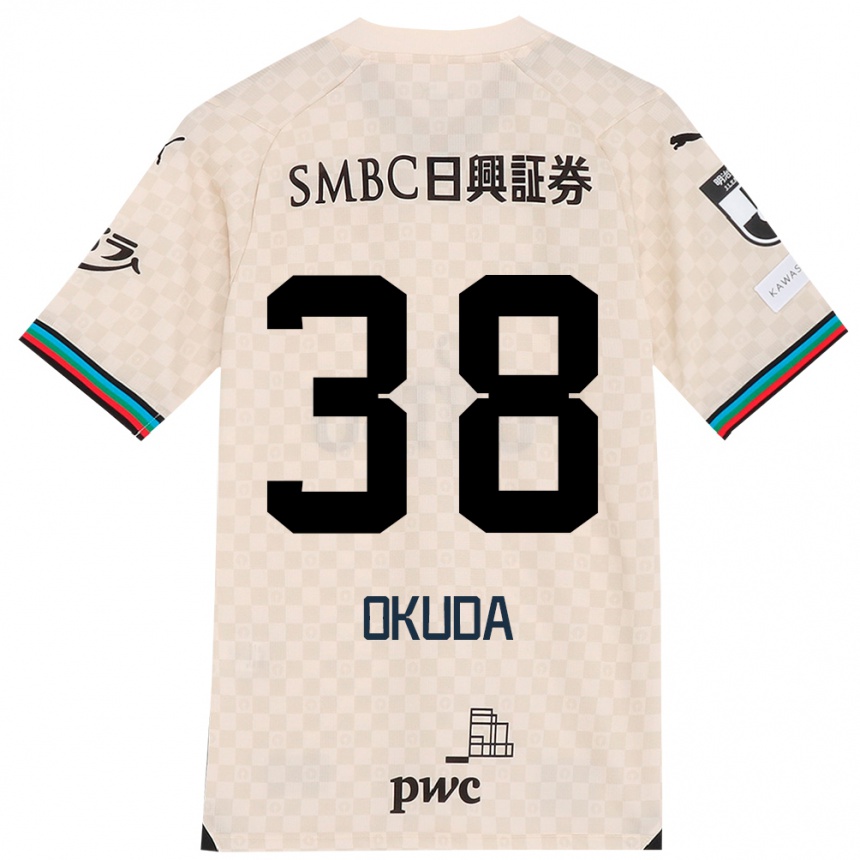 Kids Football Yuma Okuda #38 White Gray Away Jersey 2024/25 T-Shirt