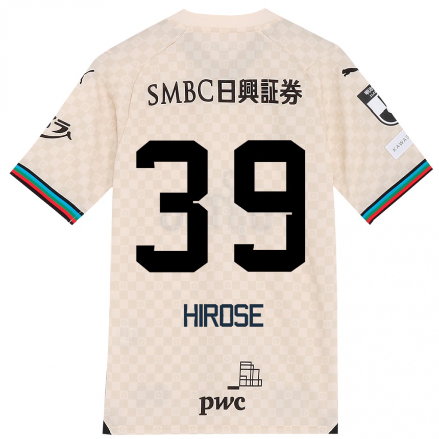 Kids Football Neo Hirose #39 White Gray Away Jersey 2024/25 T-Shirt