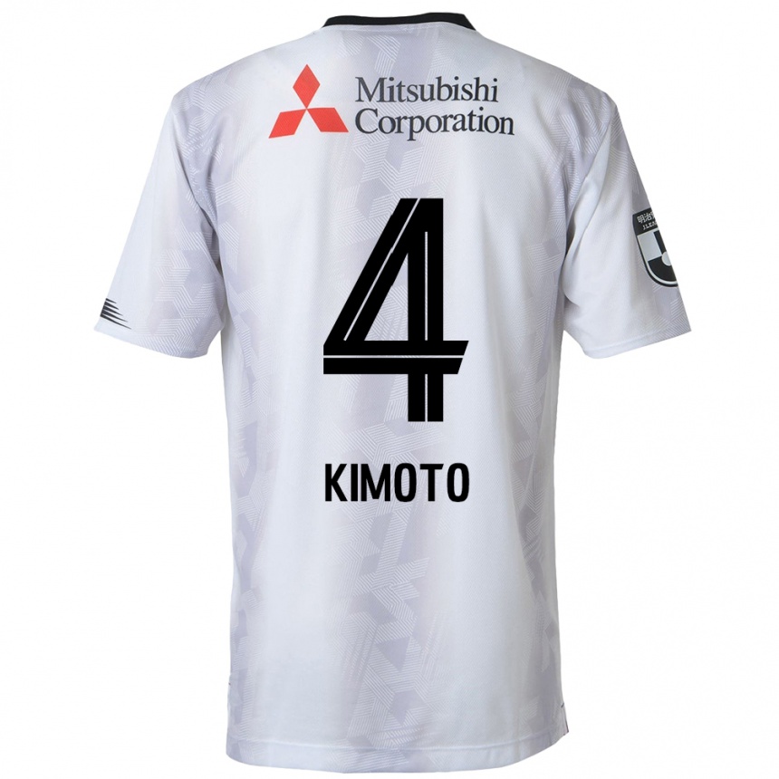 Kids Football Yasuki Kimoto #4 White Black Away Jersey 2024/25 T-Shirt