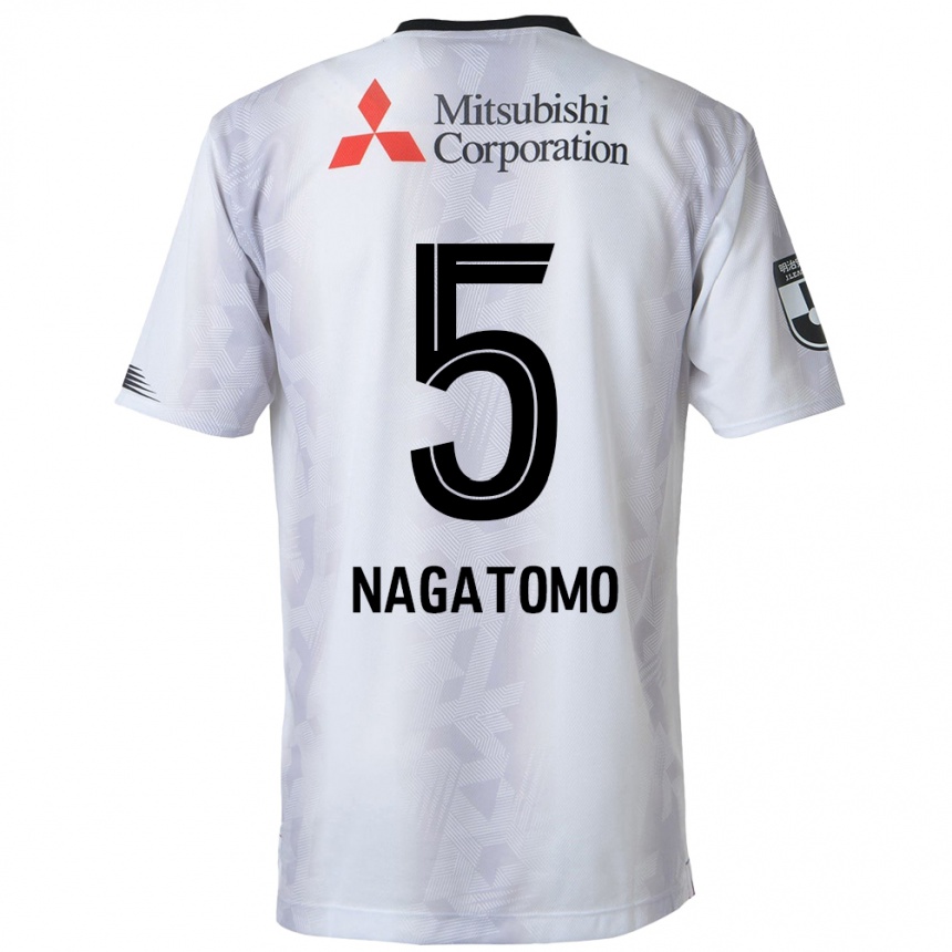 Kids Football Yuto Nagatomo #5 White Black Away Jersey 2024/25 T-Shirt