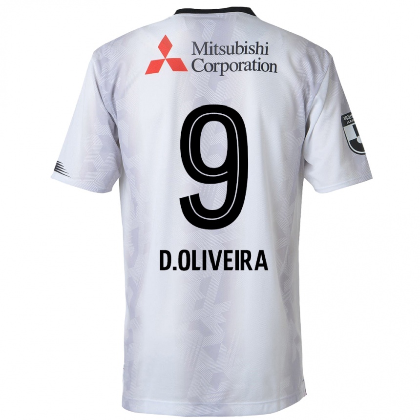 Kids Football Diego Oliveira #9 White Black Away Jersey 2024/25 T-Shirt