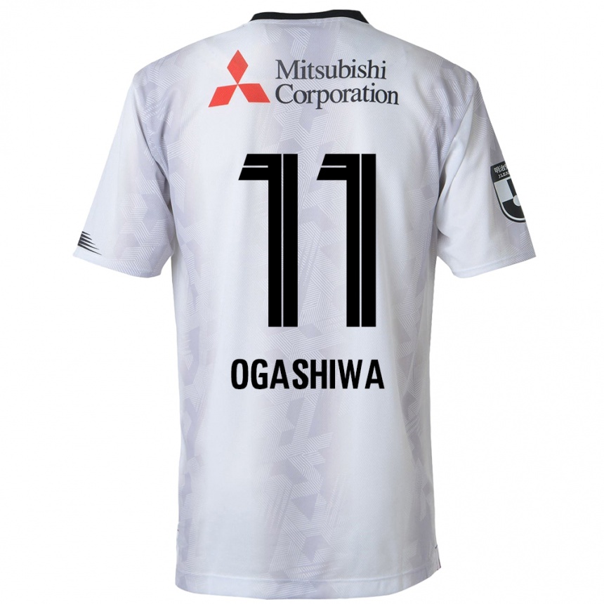 Kids Football Tsuyoshi Ogashiwa #11 White Black Away Jersey 2024/25 T-Shirt